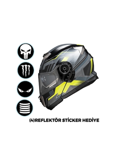Ncr Stars Çene Açılır Sarı Kask Ece Belgeli Sarı