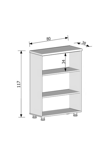 Modüler Dünyası Kitaplık Dosya Dolabı Teak - 80X35X117 Teak