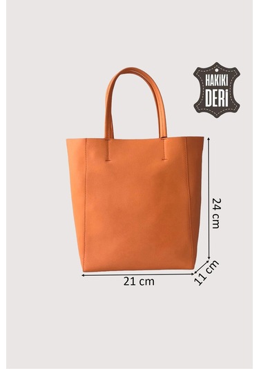 Hakiki Deri Kadın El Çantası Turuncu Smr8751 Turuncu