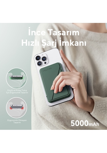 Voltme Yeşil Magpak 5000mah Magsafe Kablosuz Powerbank- 22.5w Yeşil