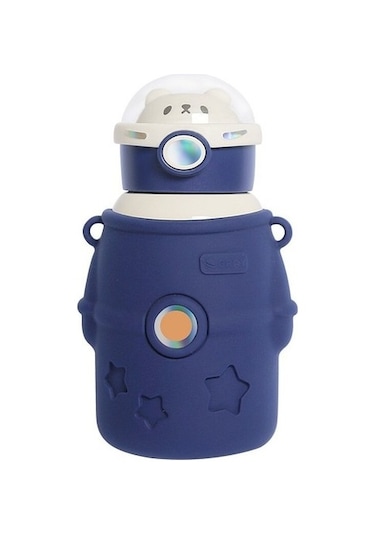 Astronot Çocuk Çelik Matara Matara Suluk 500ml Bhunnm Açık Mavi