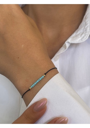 14 Ayar Altın Mavi Boncuklu Altın Dorikalı Zarif Altın Bileklik Altın