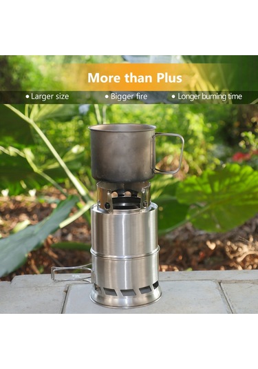 Mufunye Kamp Ve Yürüyüş Pişirme Ocağı Çıtır Fırınlanmış Odun Ve Alkol Pişirme - Taşınabilir Ve Katlanabilir, Rüzgar Engelli, Paslanmaz Çelik Çok Renkli