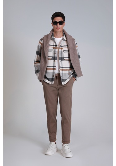 Lufian Gabrıel Spor Erkek Chino Pantolon Slim Fit Kahverengi Kahverengi 112190305100400 Kahverengi