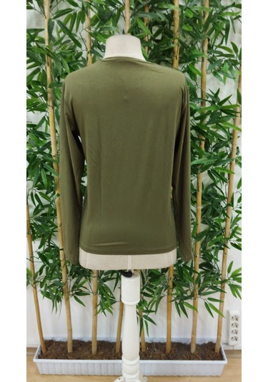 Ahes Shopping Kadın Uzun Kollu Bisiklet Yaka Kurukafa Desenli Viskon Bluz Yeşil