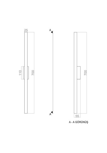 Sword Led Duvar Aplik Xlarge 70 Cm Mat Siyah