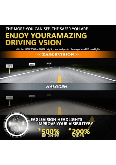 Ebitda 1pcs 7 6000k 140w Ip67 Su Geçirmez Led Far, Drl/ışık Sinyali