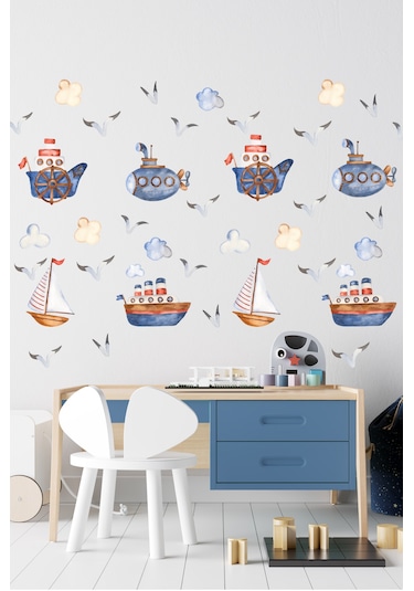 Deniz Taşıtları Temalı Çocuk Odası Sticker Seti