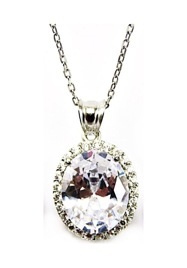 Gümüş Oval Zümrüt Yeşili Kolye