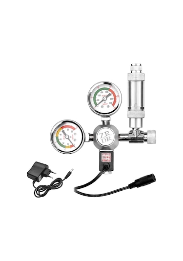 Akvaryum Co2 Regülatörü Su Geçirmez Karbon Dioksit Regülatörü Büyük Göstergeli Kabarcık Sayacı Solenoid W21.8 Arayüz Silindiri İçin