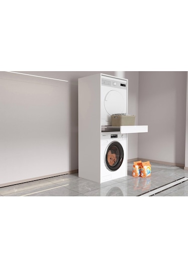 Banyo Dolabı Çamaşır Ve Kurutma Makinesi Dolabı Çekmeceli Beyaz