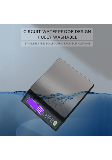 Wezone 5kg/0.1g Ip67 Tam Sulama Koruma Fırın Dijital Terazi - Sayım, Tare, Otomatik Kapatma, Birim Dönüştürme, Abs+paslanmaz Çelik Taban, Li-pil/aaa/usb Besleme Siyah
