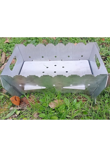 Lazer Tamamı Paslanmaz Çelik Mangal Portatif Pratik Katlanabilir 41x25 Cm Çok Renkli