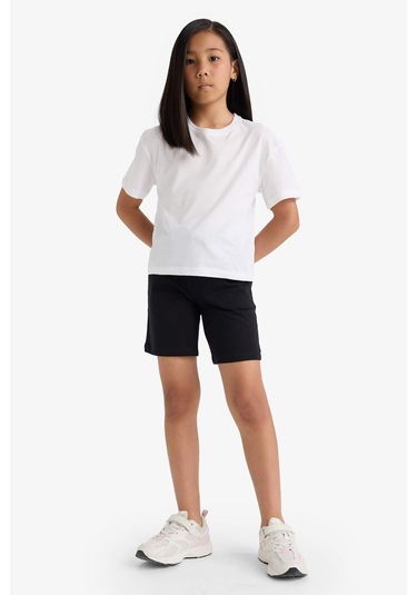 Defacto Kız Çocuk Relax Fit Beli Lastikli Basic Düz Şort D9058a825hsbk81 Siyah