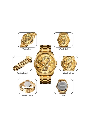 Sones Bınbond D001 3d İçi Boş Motosiklet Döner Tekerlekli Saat, Renk: Beyaz Çelik-yeşil