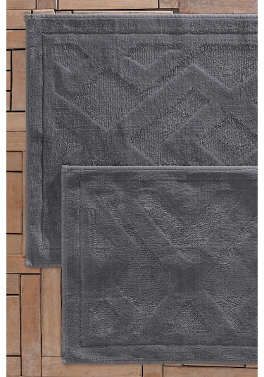 Yataş Bedding Milo Banyo Paspası Seti - Antrasit (50x60 cm + 60x100 cm) Antrasit