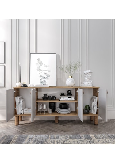 Işık Çok Amaçlı Bohem Konsol Meşe-kumtaşı, Bohem Salon Mobilyası