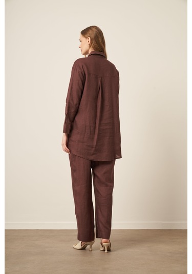 Ftz Women Kadın Ham Keten Takım Kahve 31115 Kahve