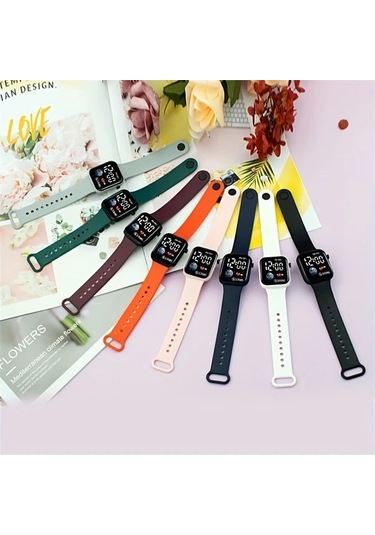 Trendooze Gaojunshop01 Beyaz Led Dijital Saat: Gri, Dünya/kalp, Silikon Kordon, Spor/günlük Kullanım Gri