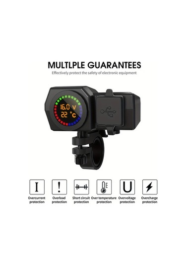 Honeybeeshop 1 Bilgisayar Drag 3 Motosiklet Şarj Cihazı Dijital Ekran Çift Usb Araç Şarj Aleti 5v3a İphone Huawei İçin