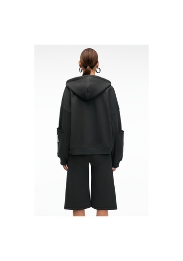 Grımelange Vıvıenne Kadın Metal Fermuarlı Kapüşonlu Kolda Süs Etiket Ve Cep Detaylı Antrasit Sweatsh Antrasit