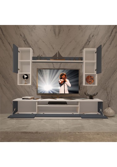 Decoraktiv Trendstyle 5das Mdf Tv Ünitesi Tv Sehpası Beyaz - Antrasit