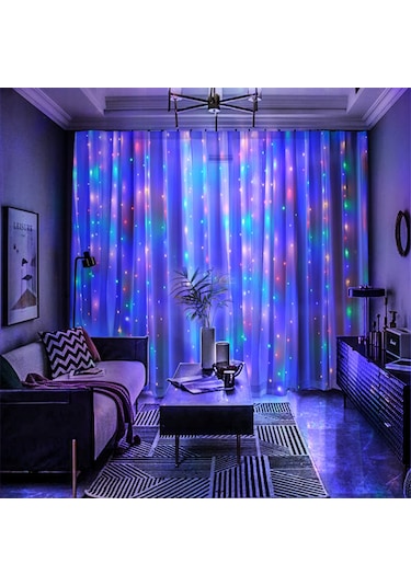Perde Işıkları 9.8x6.5ft 200 Led Usb İle Çalışan Uzaktan Kumandalı Peri Işıkları Asılı Parıltılı Işıklar İç Mekan Dış Mekan Yatak Odası Pencere Düğün Parti Dekorasyonu İçin Çok Renkli Çok Renkli