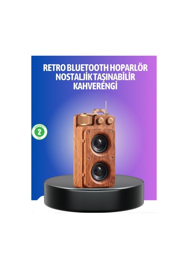 Vintage Tasarımlı Bluetooth Hoparlör Uzun Pil Ömürlü Ve Fm Destek