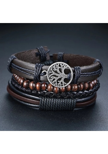 Gogoey Erkek Hakiki Deri Bileklik Siyah Renk Bileklik Db5031 Siyah