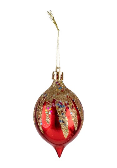 Yılbaşı Süsü 5'li Damla Kırmızı 10 Cm