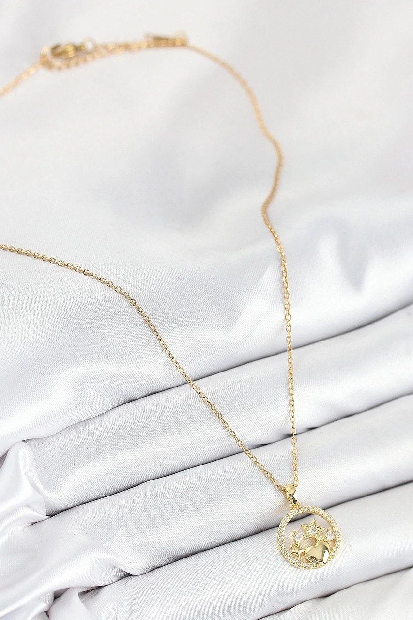 Dodes Dodes 316l Çelik Zirkon Taşlı Yıldız Ve Kalp Model Gold Renk Kadın Kolye Tg27bko10522 Çok renkli