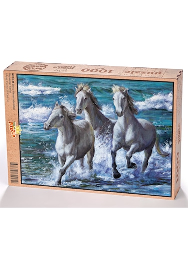 King Of Puzzle Deniz Kenarında Atlar Ahşap Puzzle 1000 Parça