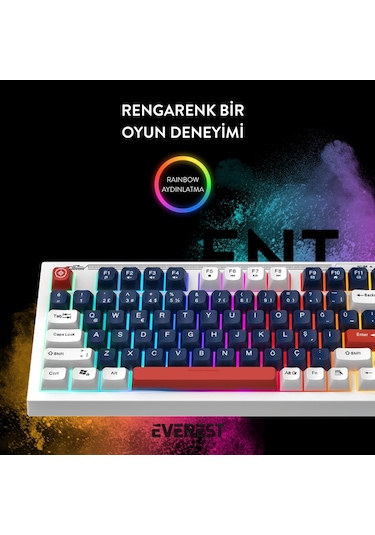 Everest KB-98 Silent Sessiz Rainbow Q Membrane Klavye