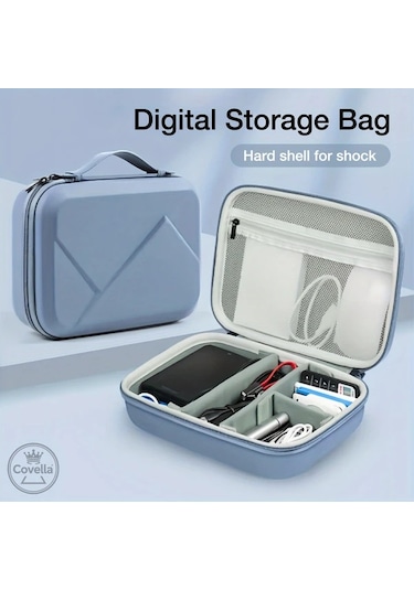 Xuweiwei 1 Adet Eva Sert Kabuklu Dijital Depolama Çantası Yeşil Şok Emici Koruma File Cepli Taşınabilir Elektronik Organizatör Yeşil