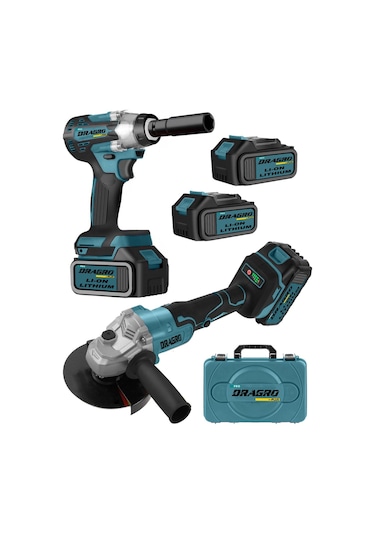 Dragro DRG-21 21V Şarjlı Taşlama Şarjlı Somun Sıkma Sökme 2'li Set
