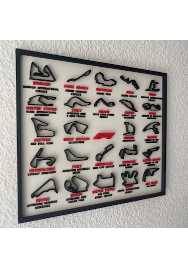 F1 Pistleri 3d Çerçeve - Formula 1 Yarış Pisti Dekoratif Tablo