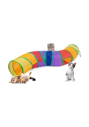 Justie Pet Gökkuşağı S Şekilli Kedi Oyun Tüneli