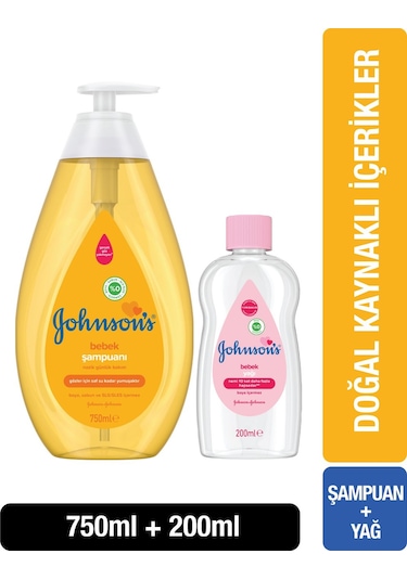 Johnson's Baby Bebek Şampuanı 750 ML + Bebek Yağı 200 ML