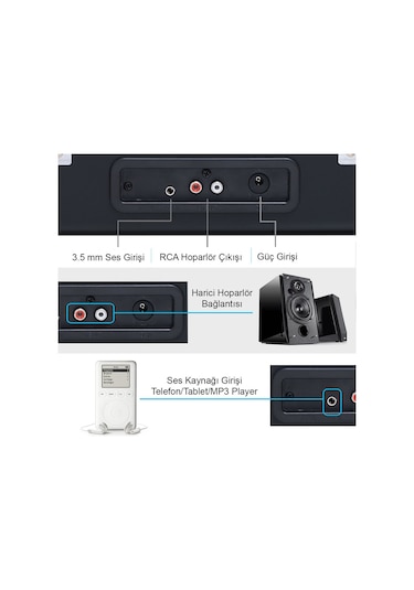 Record Master T310CH Şarj Özellikli Retro Pikap Siyah