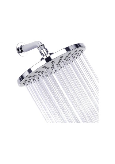 Vkemall 21cm Dairesel Abs Duş Başlığı - G1/2 Bağlantı, Otomatik Temizleme Nozzle, Yüksek Basınçlı, Krom Kaplama Büküm Borusu Hariç Gümüş