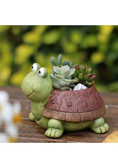 Florada Dekoratif Kaplumbağa Saksı Sukulent Saksısı Kaktüs Saksısı El Işçiliği