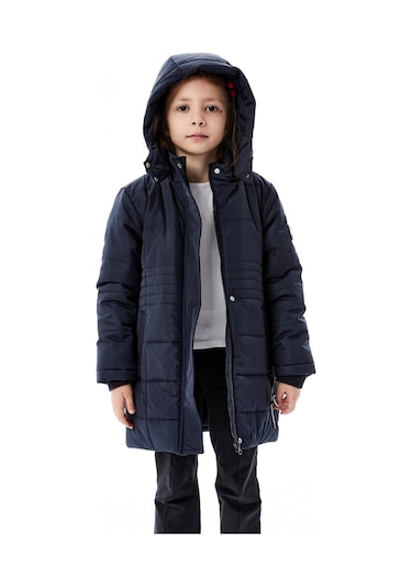 Benitto Kids Kız Çocuk Kapüşonlu Kışlık Şişme Mont 51355 Lacivert