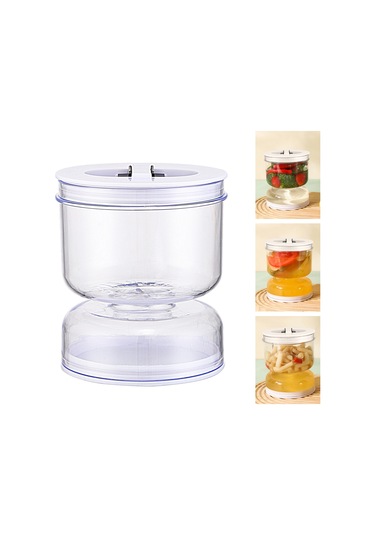 Neevoyu 800ml Beyaz Plastik Turşu Kavanozu, Islak-kuru Ayırma Fonksiyonu, Görünür Kapatma, Çatal Dahil, Mutfak Ev Kullanıma Uygun, Gıda Saklama Kabı Beyaz