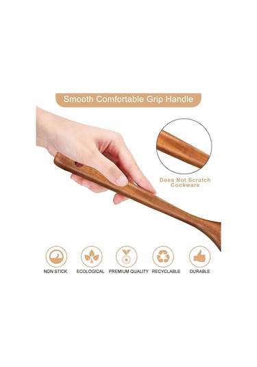 Springsun 2 Parça Akasya Ahşap Mutfak Spatula Seti: Kaymaz Tencere Uyumlu Düz Ve Delikli Spatula, Toksik Madde Free, Gönüllü Kullanim, Ergonomik Kollu
