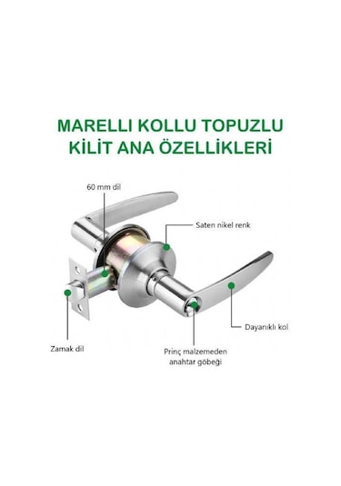 Marelli Kollu Tip Siyah Topuzlu Amerikan Tipi, Otel Tipi Kilit Anahtarlı