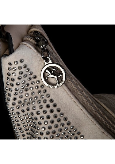 Nas 1071 Taşlı Kadın Omuz Çantası Kum Siyah