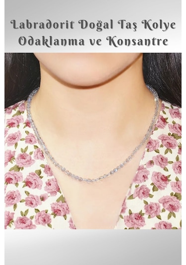Labradorit Doğal Taş Kolye Odaklanmayı Ve Konsantre 4 Mm Aa Kalite Pembe