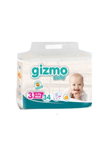 Gizmo Baby Bebek Bezi 3 Numara Midi 34 Adet