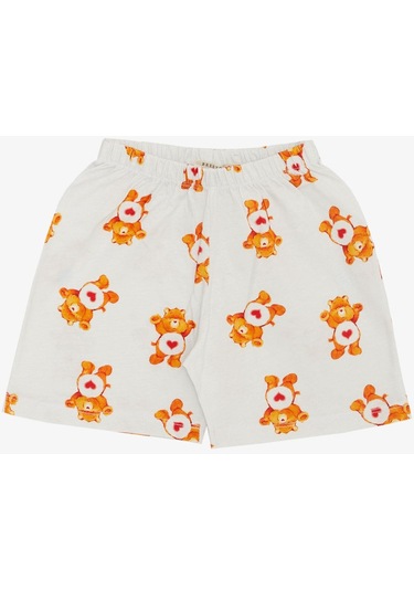 Breeze Kız Çocuk Şortlu Pijama Takımı Kalpli Bebek Ayıcık Desenli 4-8 Yaş, Beyaz-beyaz Beyaz