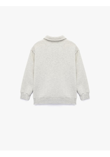 Koton Uzun Kollu Düğmeli Polo Yaka Sweatshirt Gri 6wkg10260ak Gri